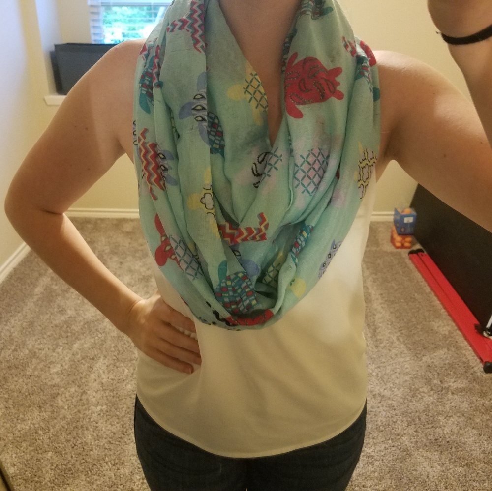 Teal Turtle Printed Scarf